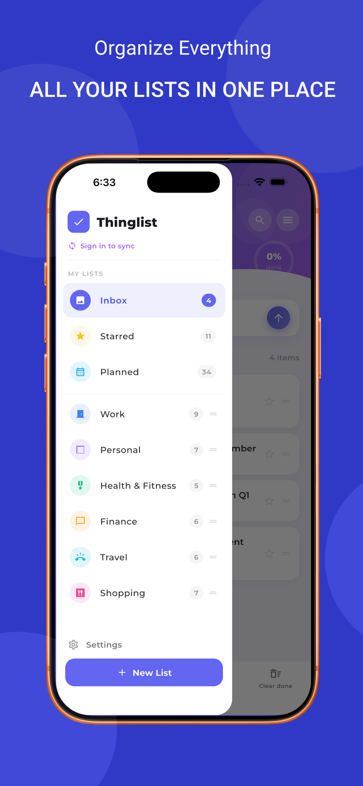 Things List screenshot