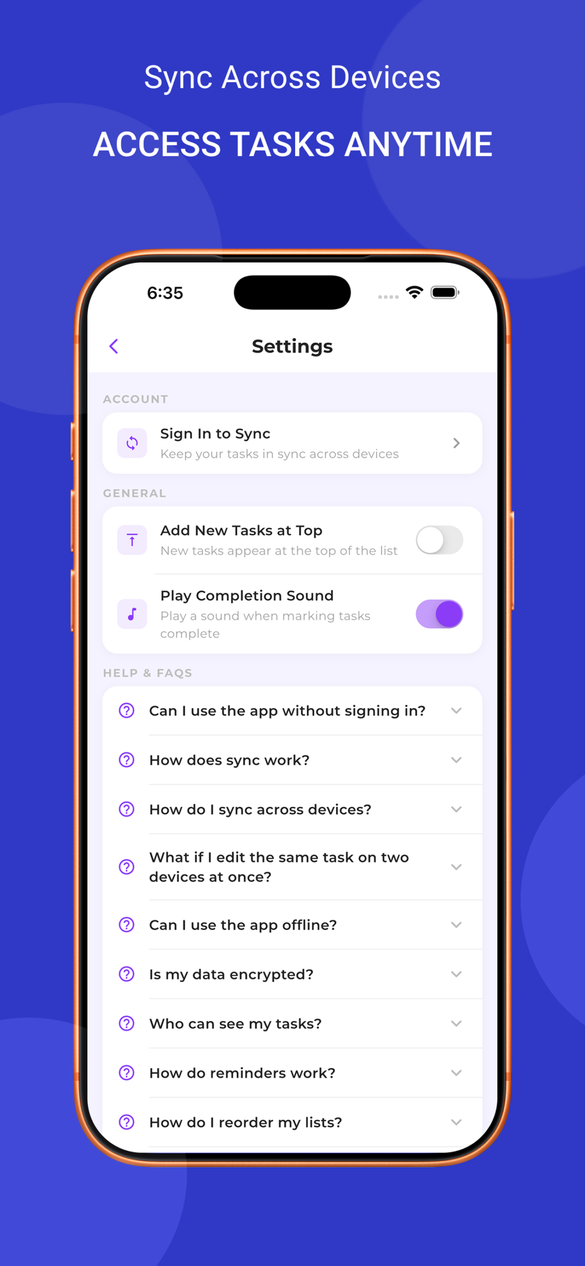 Things List screenshot